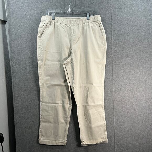 Denim & Co. Regular EasyWear Twill Relaxed Pull On Pant Light Khaki, Large - Picture 1 of 10